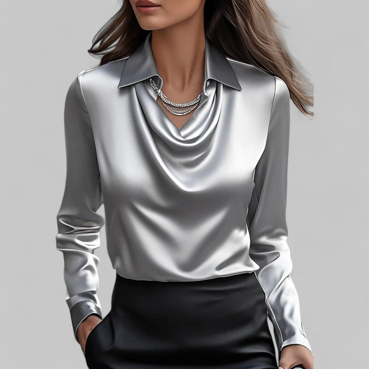 Women’s Summer Elegant Blouse Top with Draped Cowl Neck