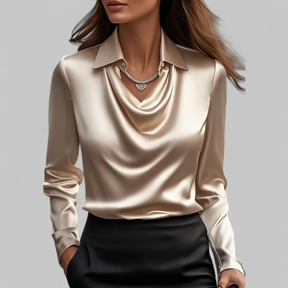 Women’s Formal Wear Blouse with Waterfall Neckline