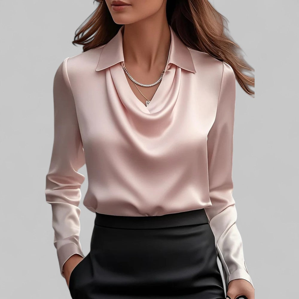 Women’s Formal Wear Blouse with Waterfall Neckline