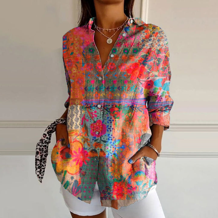 Women’s Casual Summer Floral Blouse with Button Front