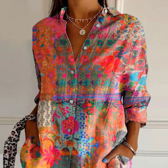 Women’s Casual Summer Floral Blouse with Button Front