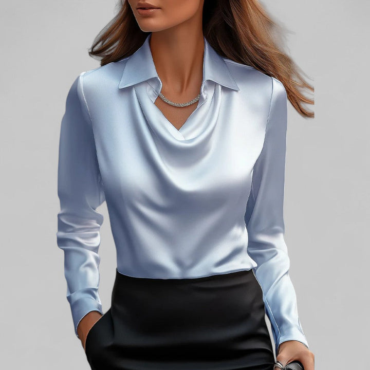 Women’s Summer Elegant Blouse Top with Draped Cowl Neck