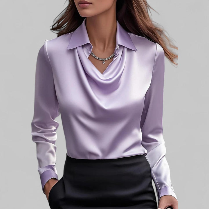 Women’s Formal Wear Blouse with Waterfall Neckline