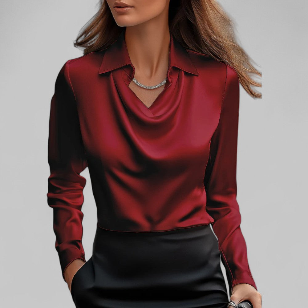 Women’s Formal Wear Blouse with Waterfall Neckline