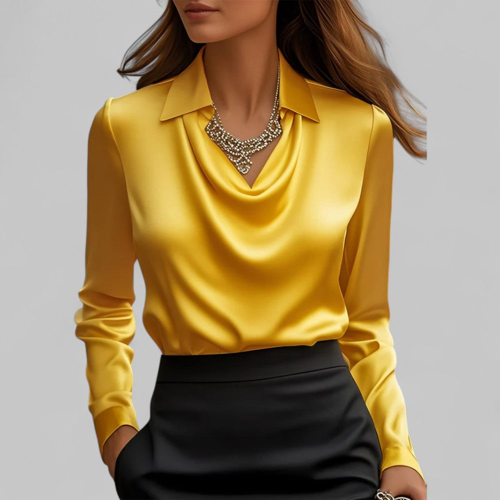 Women’s Summer Elegant Blouse Top with Draped Cowl Neck