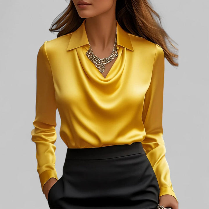 Women’s Summer Elegant Blouse Top with Draped Cowl Neck
