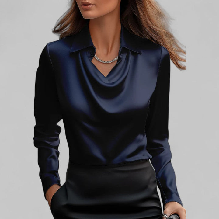 Women’s Summer Elegant Blouse Top with Draped Cowl Neck