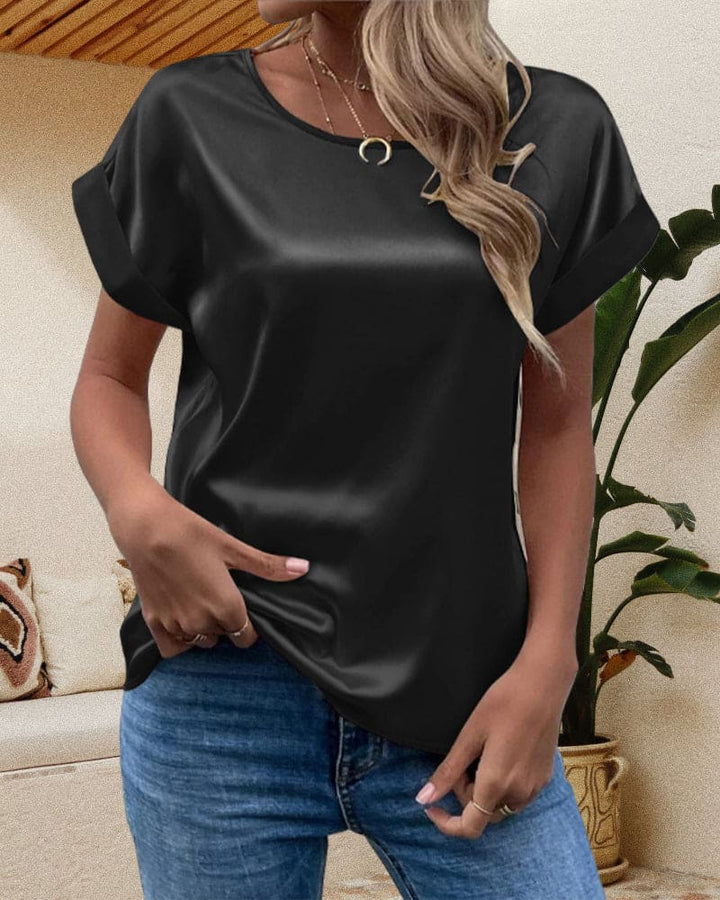 Women’s Relaxed T Shirt with Short Rolled Sleeves