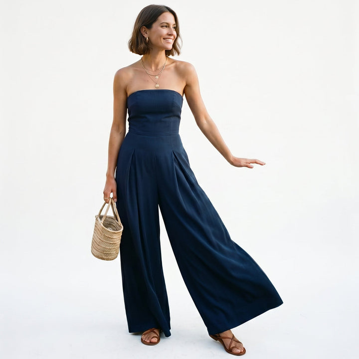 Elegant Strapless Wide-Leg Jumpsuit