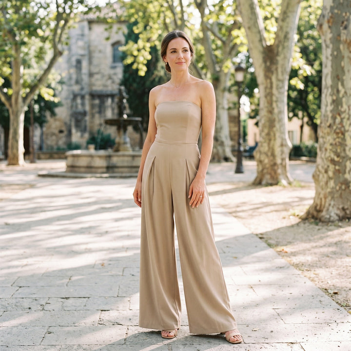 Elegant Strapless Wide-Leg Jumpsuit