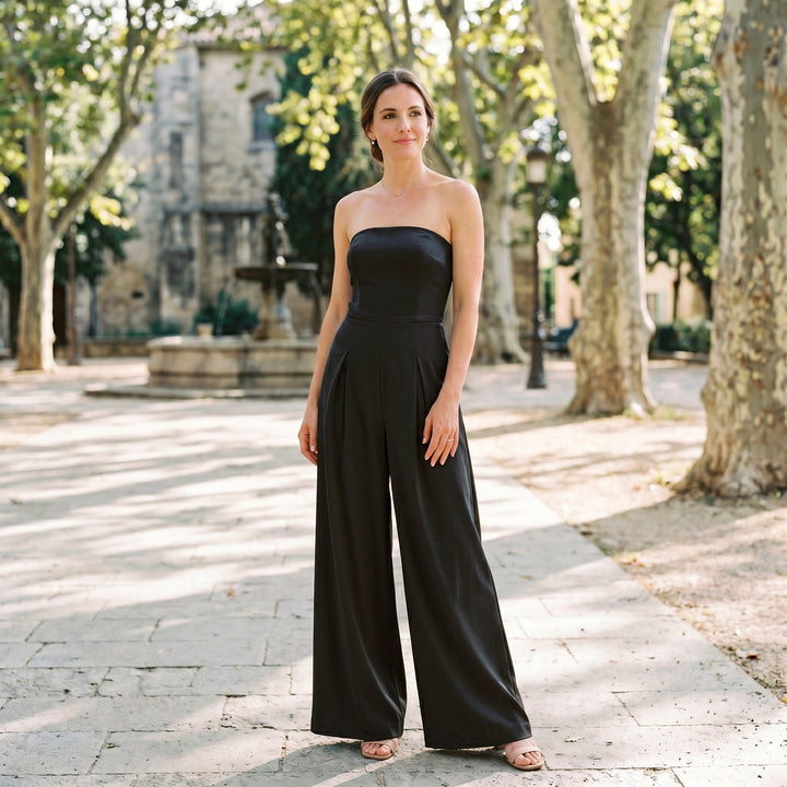 Elegant Strapless Wide-Leg Jumpsuit