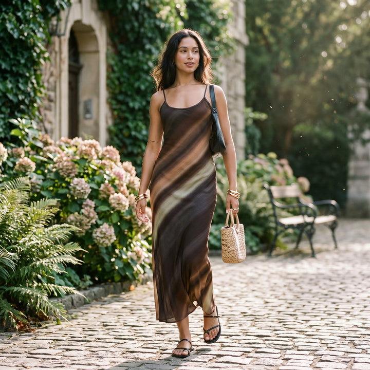 Damaris - Elegant Maxi Dress for Women with Color Gradient
