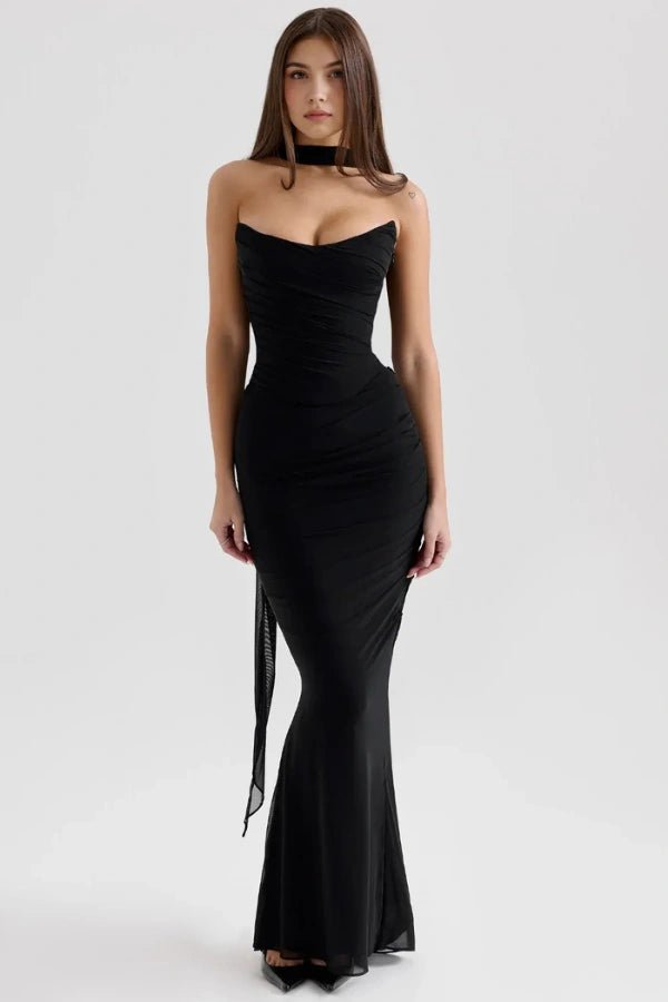 Elegant Black Corset Top Dress for Special Occasions