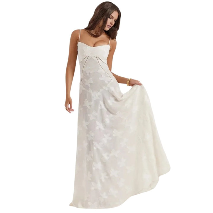 Elegant Floral Jacquard Gown for Weddings