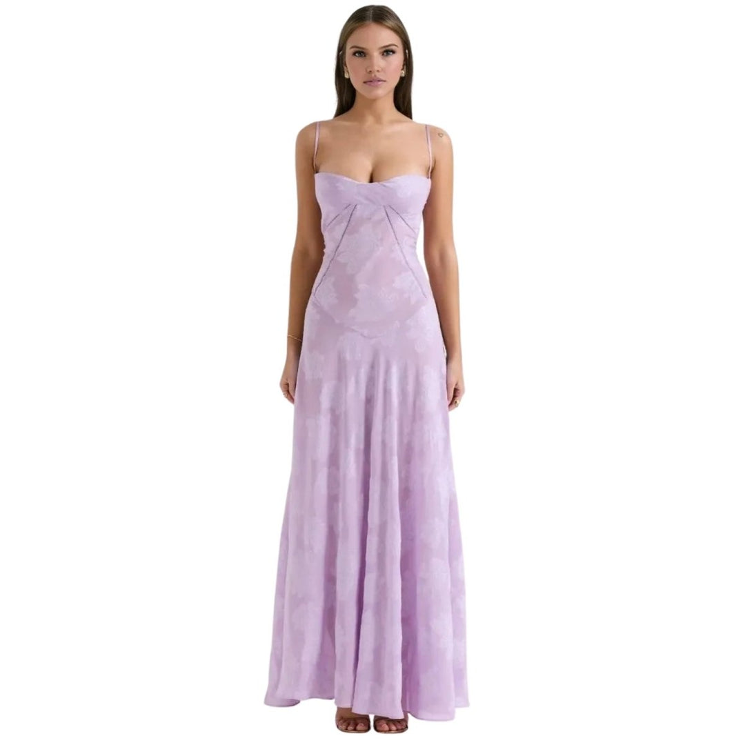 Elegant Floral Jacquard Gown for Weddings