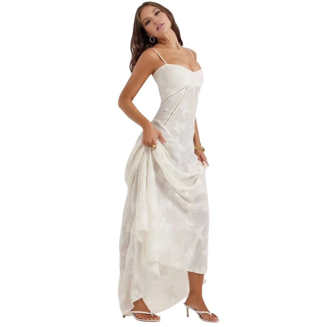 Elegant Floral Jacquard Gown for Weddings