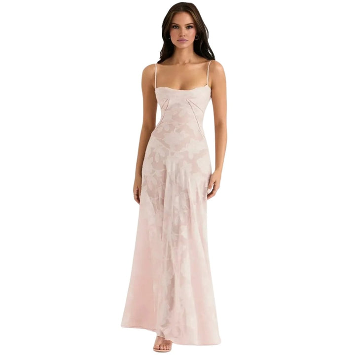 Elegant Floral Jacquard Gown for Weddings