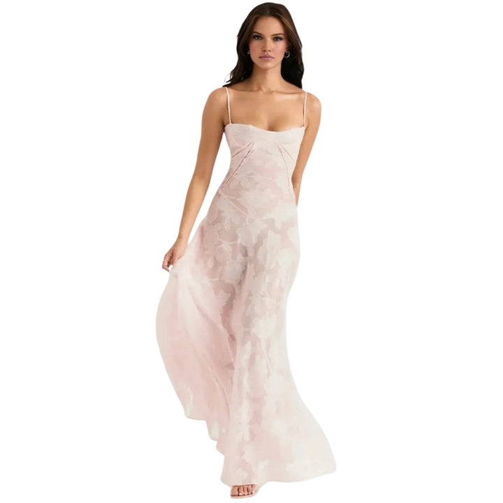 Elegant Floral Jacquard Gown for Weddings