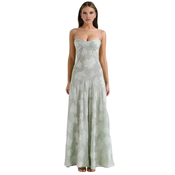 Elegant Floral Jacquard Gown for Weddings