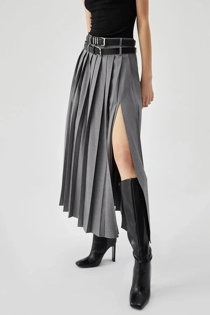Elegant Pleated Black Maxi Skirt for Women