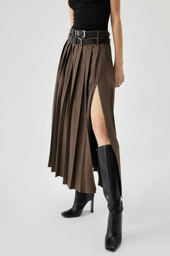 Elegant Pleated Black Maxi Skirt for Women