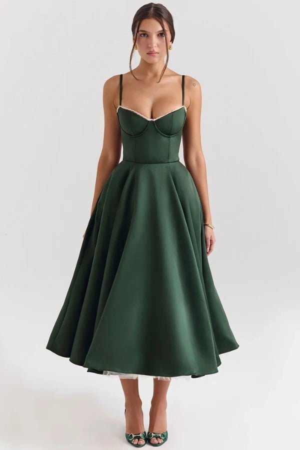 Elegant Satin Midi Dress for Women in Blush Pink