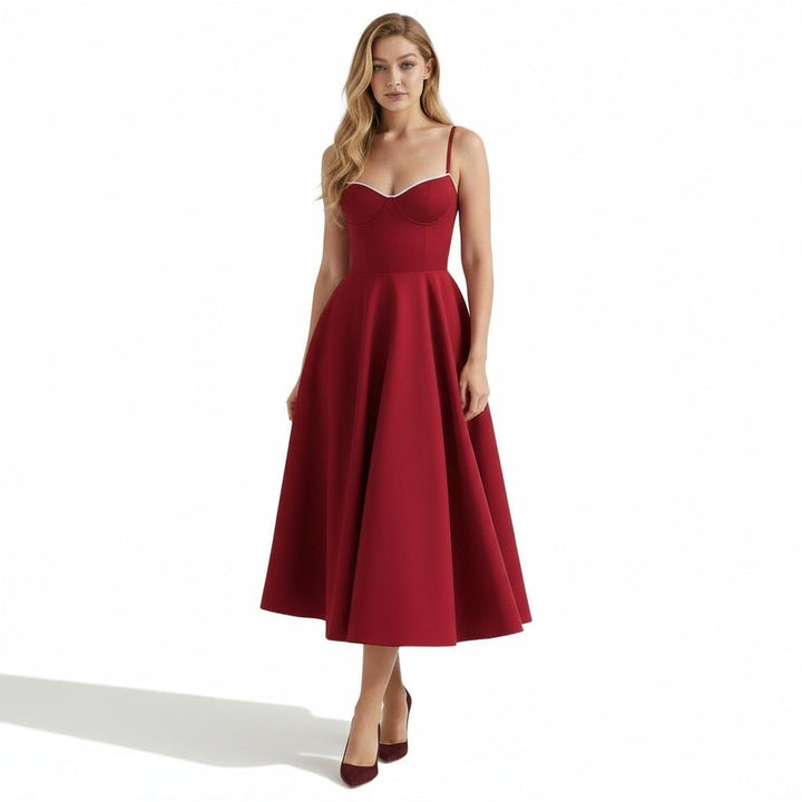 Elegant Satin Midi Dress for Women in Blush Pink