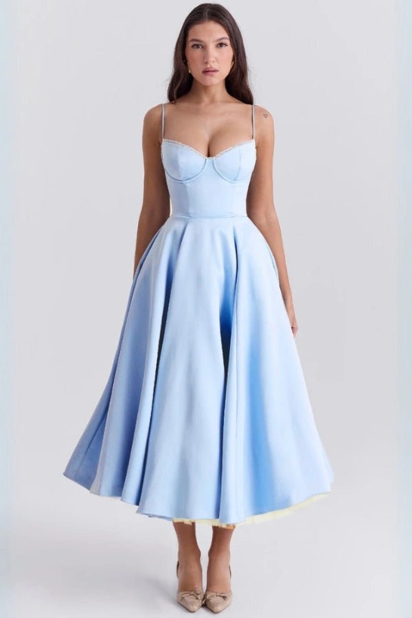 Elegant Satin Midi Dress for Women in Blush Pink