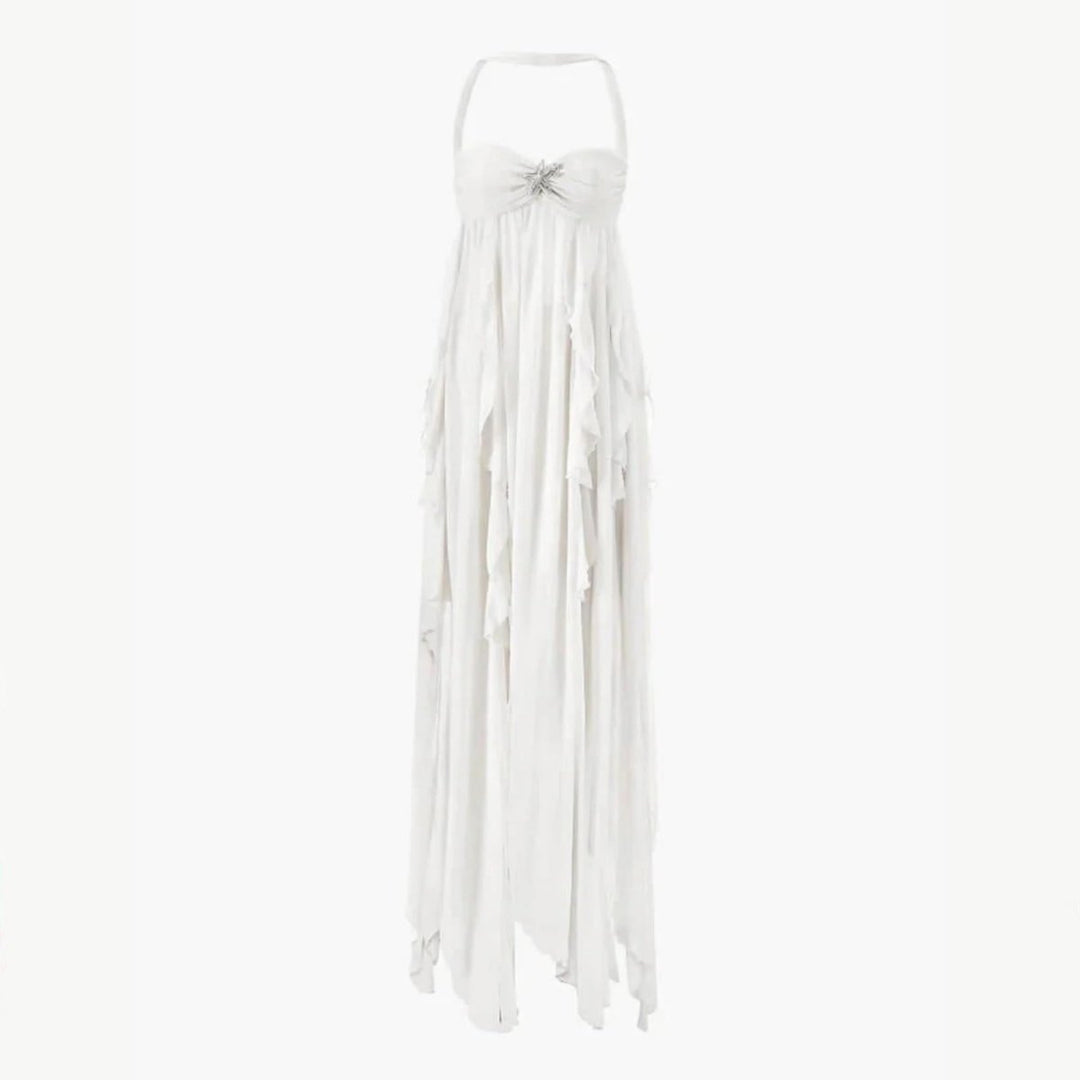 Elegant White Maxi Dress with Open Back