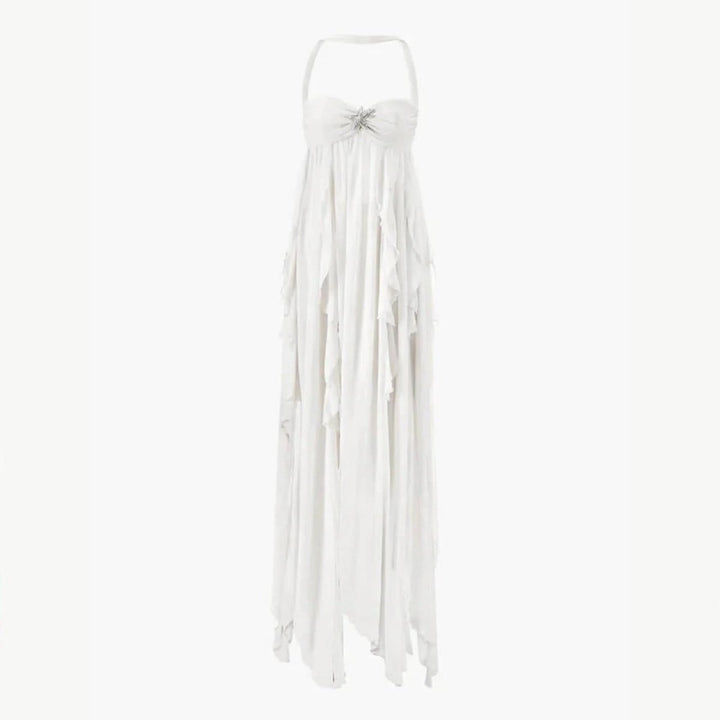 Elegant White Maxi Dress with Open Back