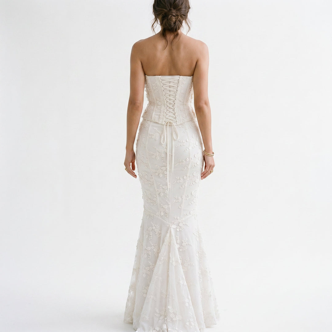 Amelia - Elegant Strapless Wedding Guest Maxi Dress