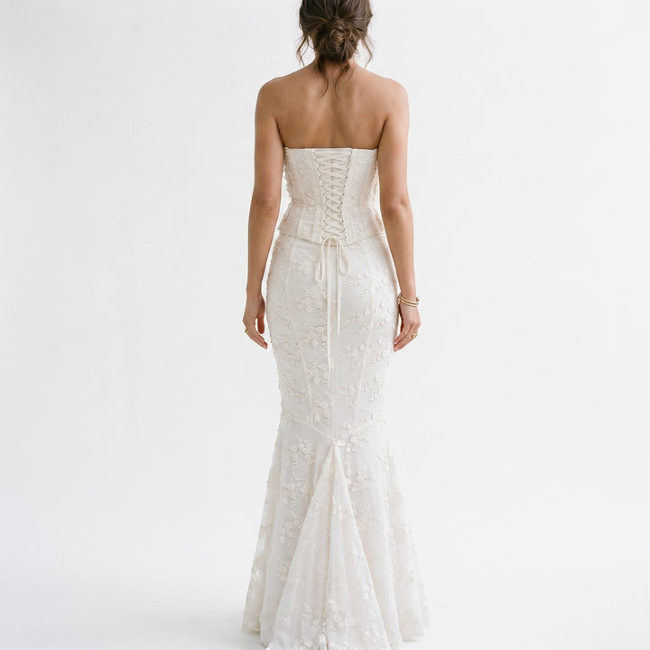 Amelia - Elegant Strapless Wedding Guest Maxi Dress