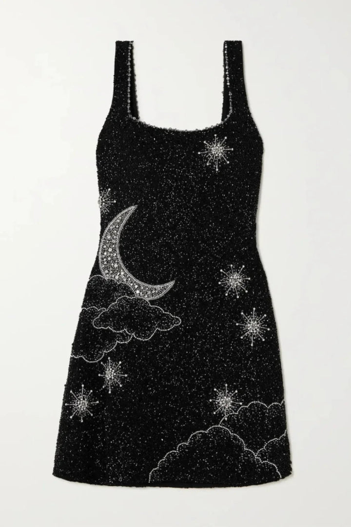 Elegant Black Beaded Mini Dress for Weddings