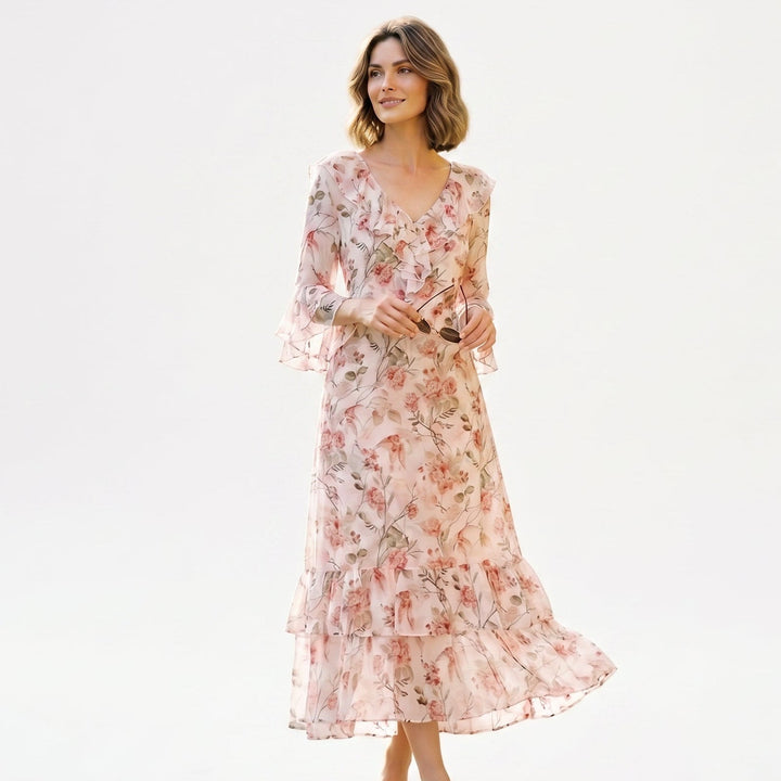 Elegant Floral Maxi Wedding Guest Dress