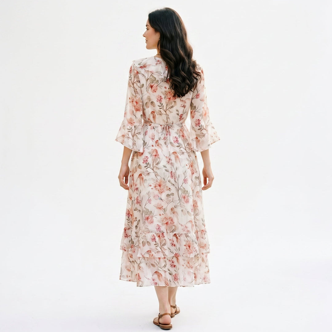 Elegant Floral Maxi Wedding Guest Dress
