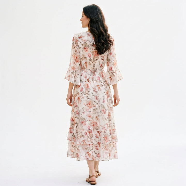 Elegant Floral Maxi Wedding Guest Dress