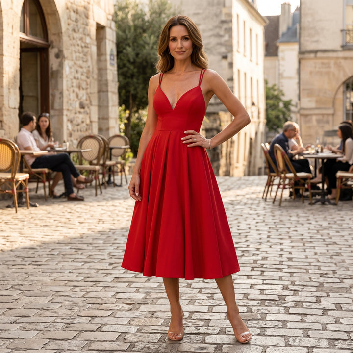 Athena - Elegant Midi Dress for Special Occasions