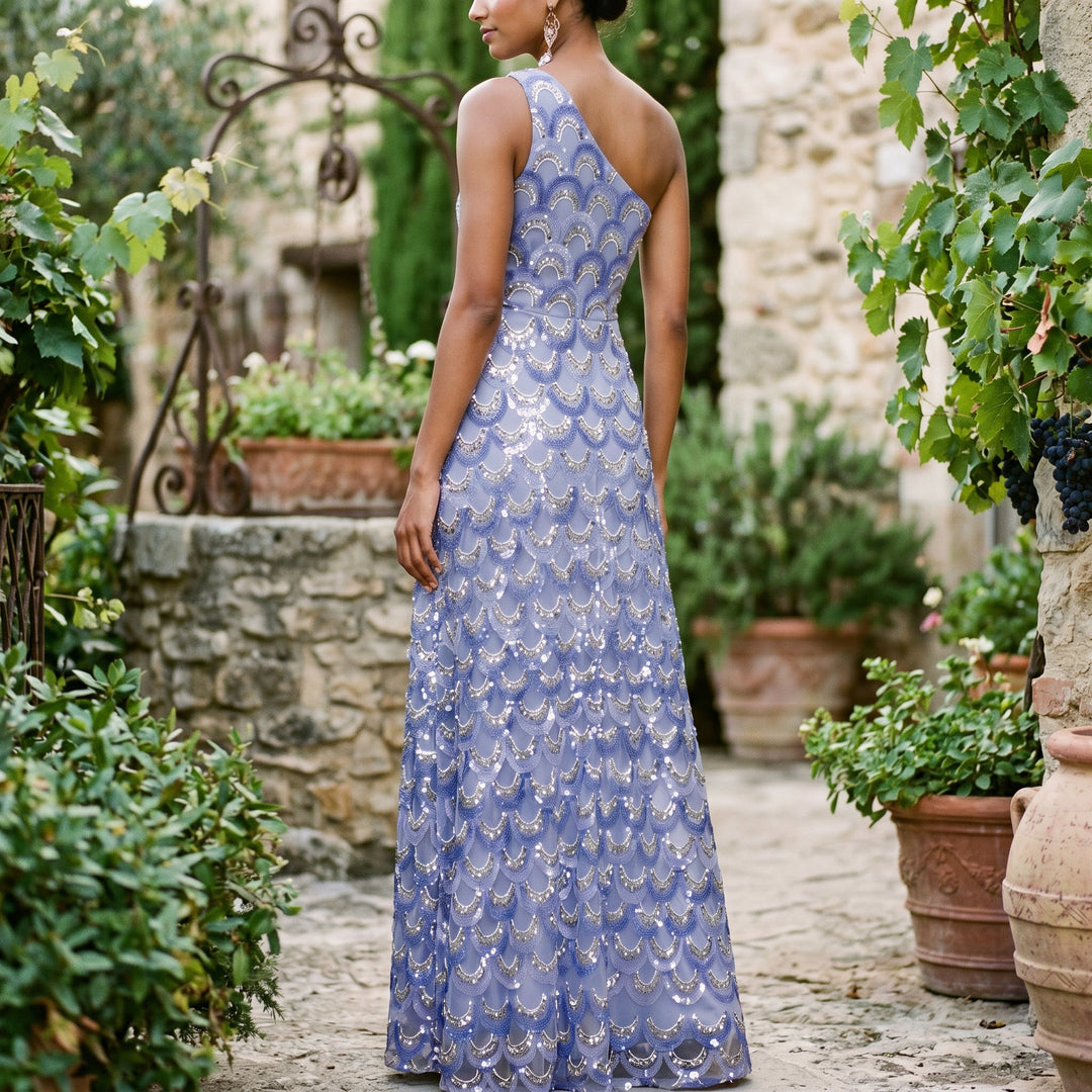 Elegant Sparkly Floral Evening Gown
