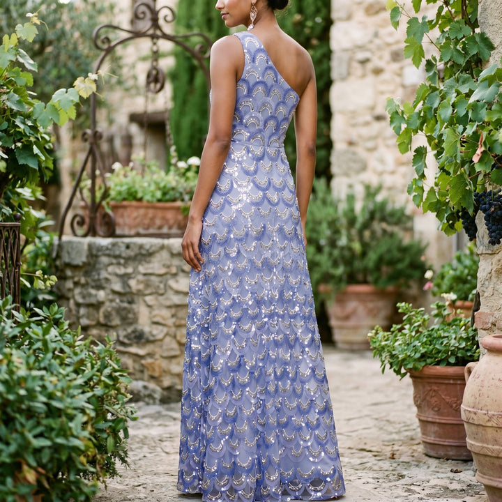 Elegant Sparkly Floral Evening Gown