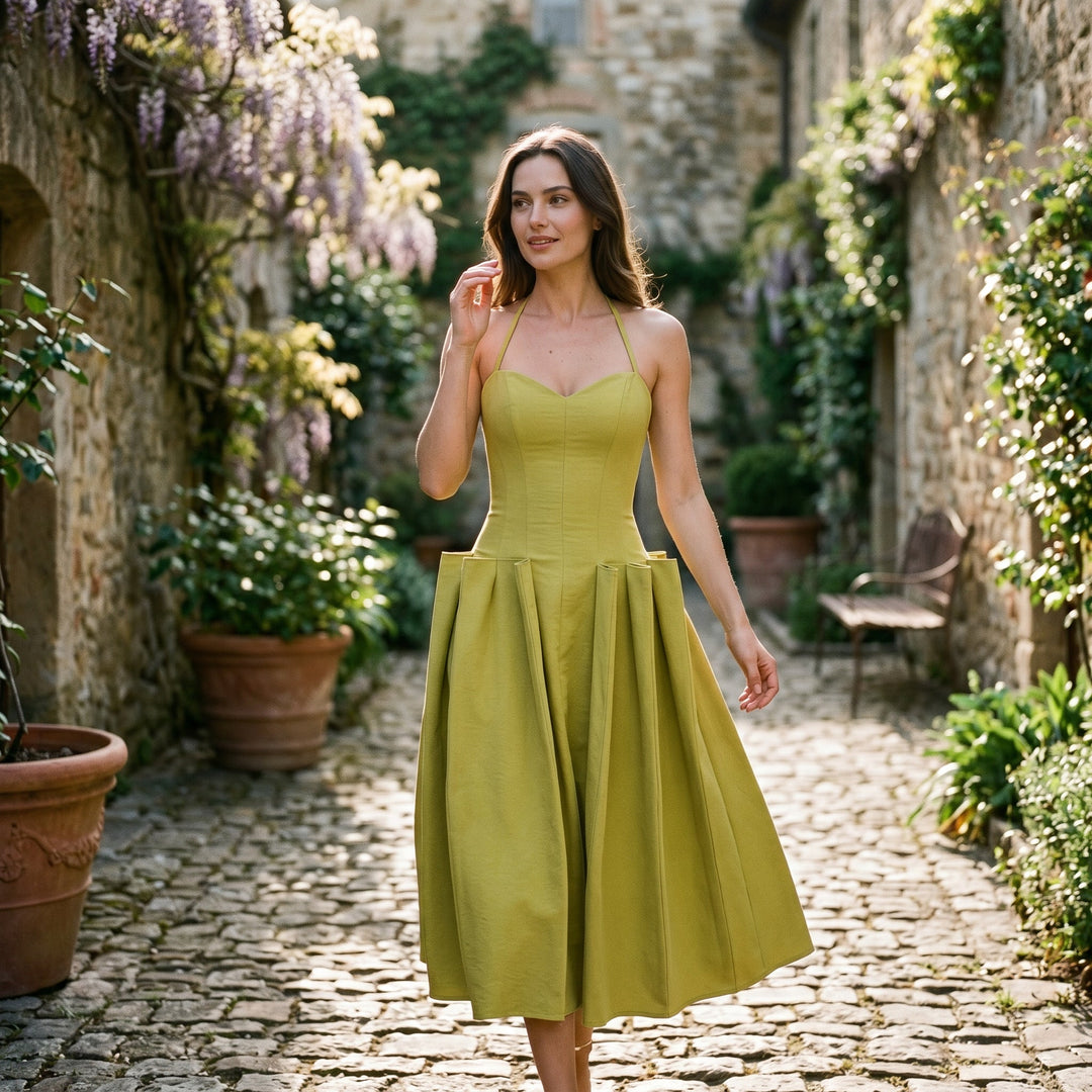 Elegant Summer Midi Dress for Wedding Guests