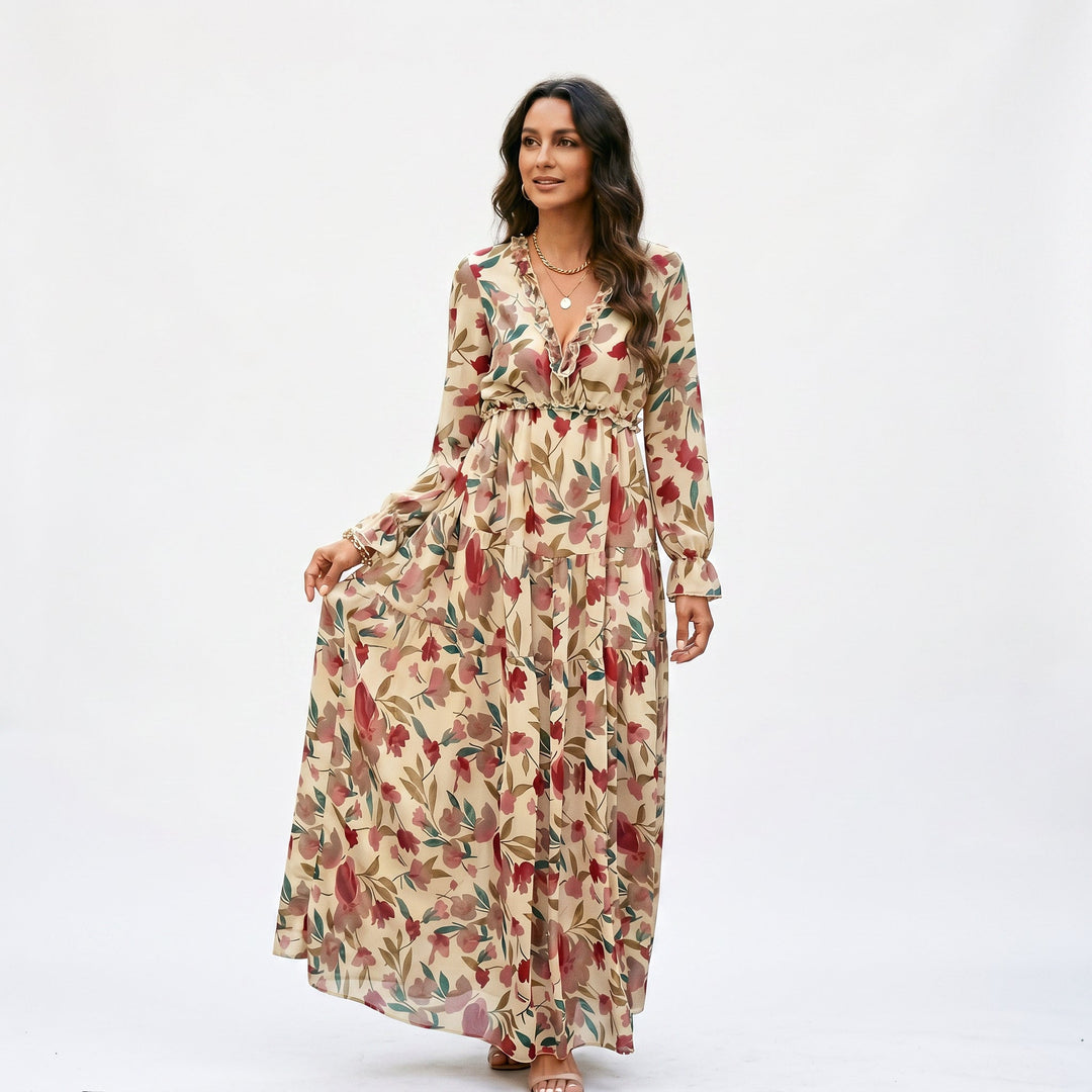 Elegant Floral Summer Maxi Dress for Weddings