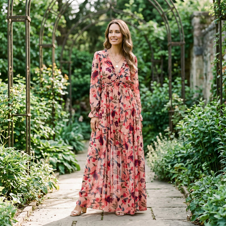 Elegant Floral Summer Maxi Dress for Weddings