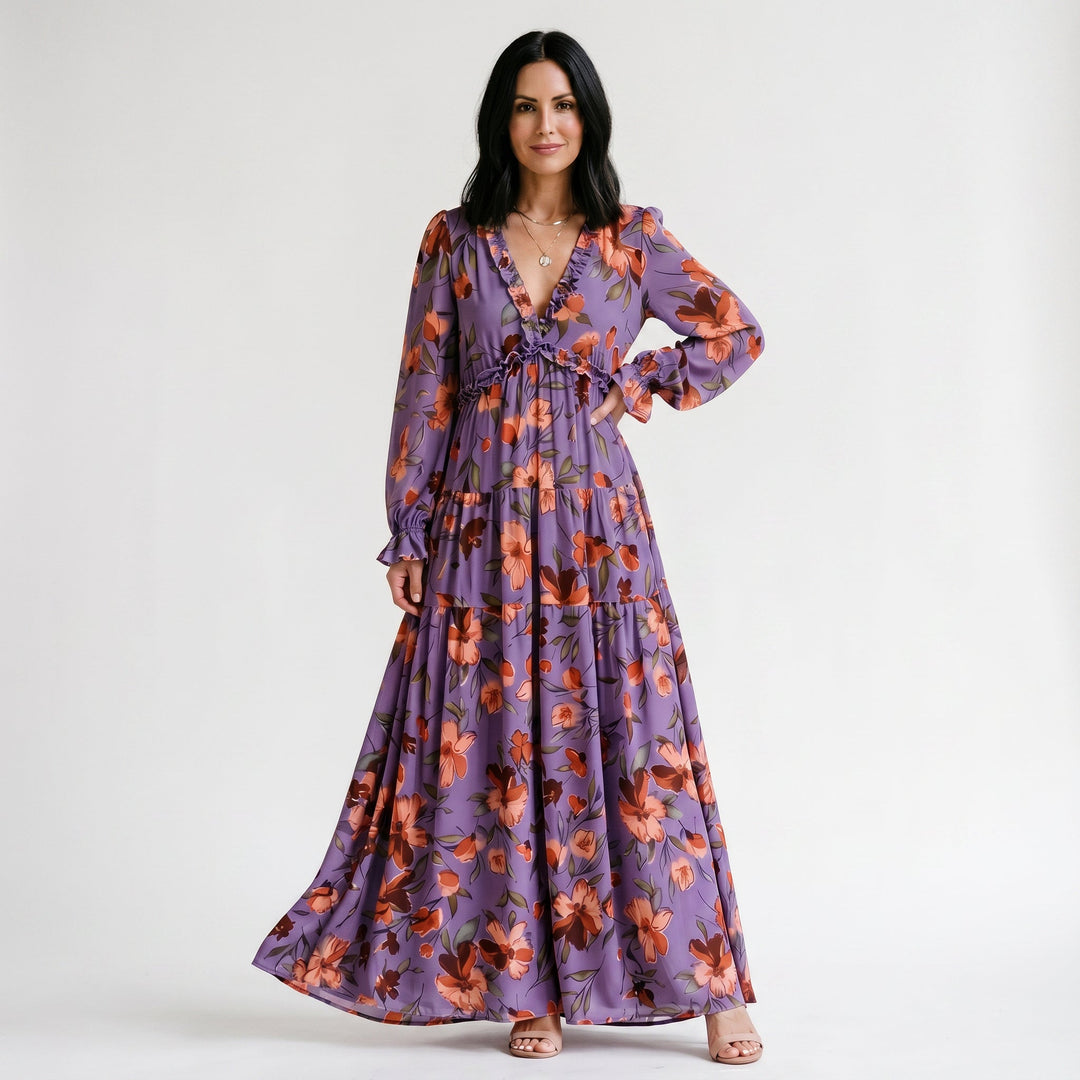 Elegant Floral Summer Maxi Dress for Weddings