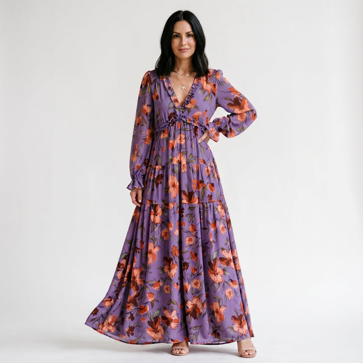 Elegant Floral Summer Maxi Dress for Weddings