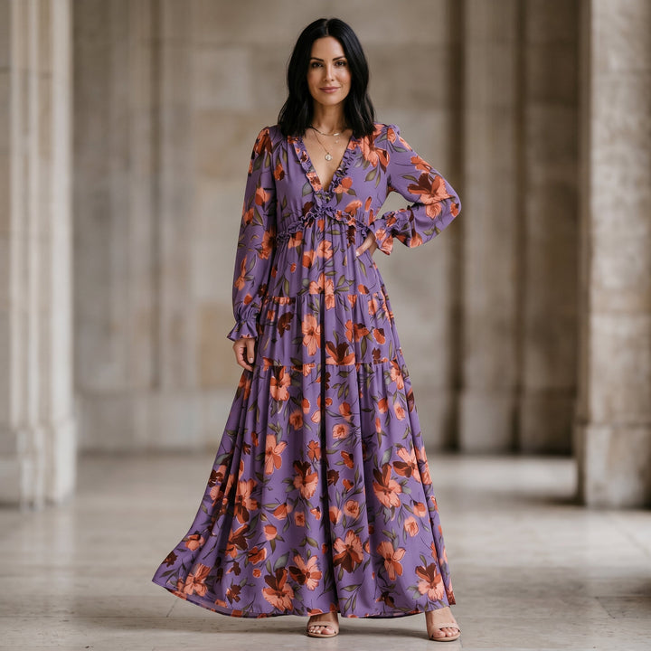 Elegant Floral Summer Maxi Dress for Weddings