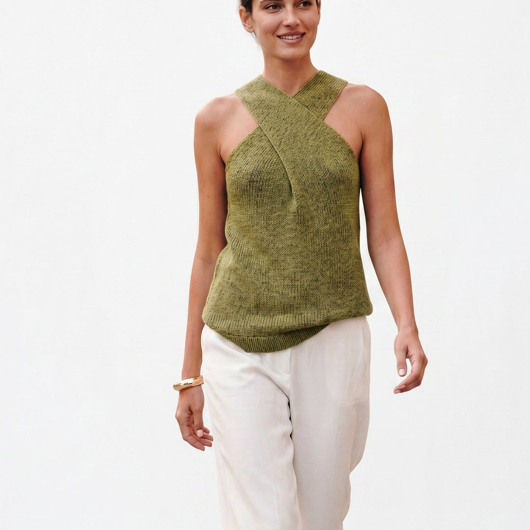 Chic White Halter Neck Tank Top for Women