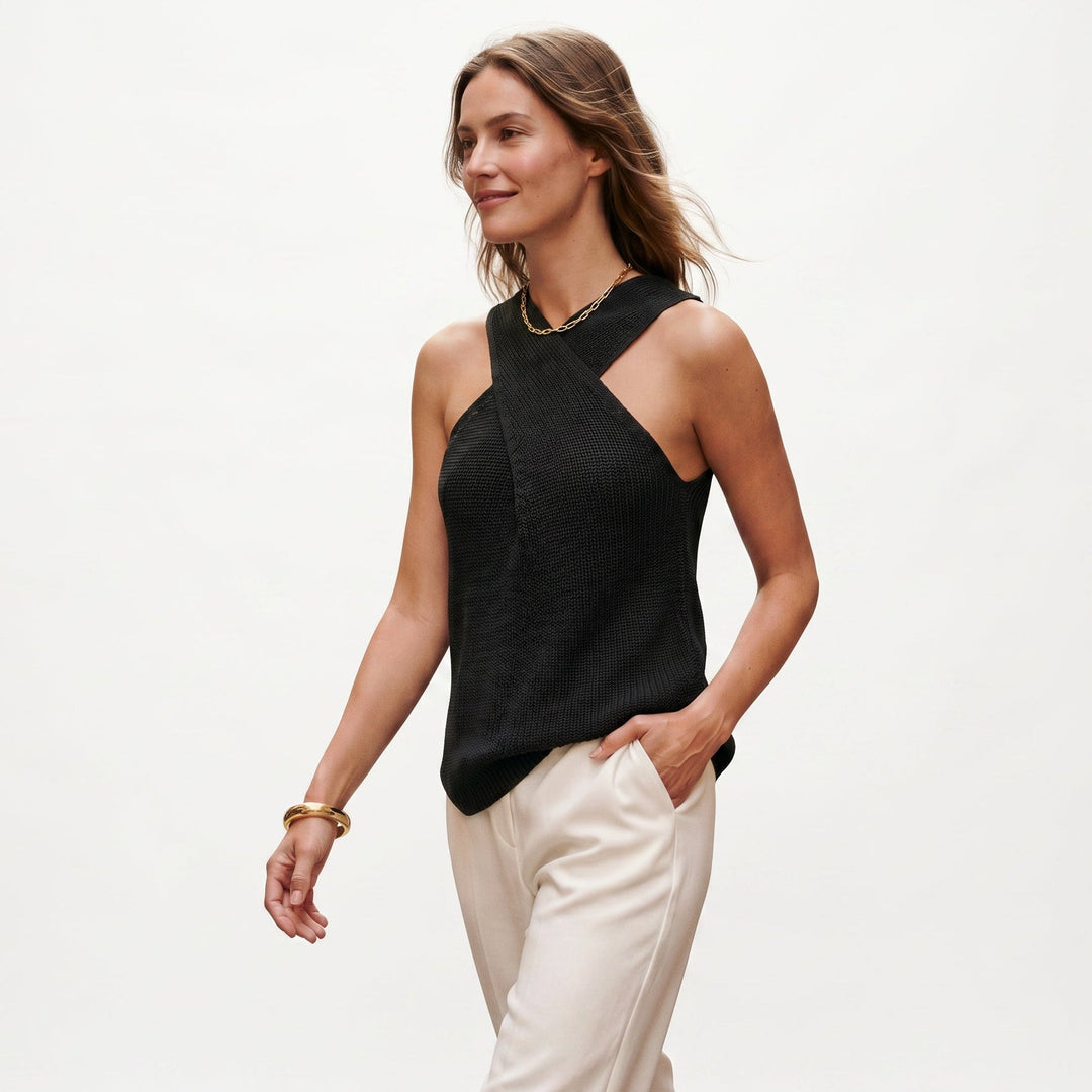 Chic White Halter Neck Tank Top for Women