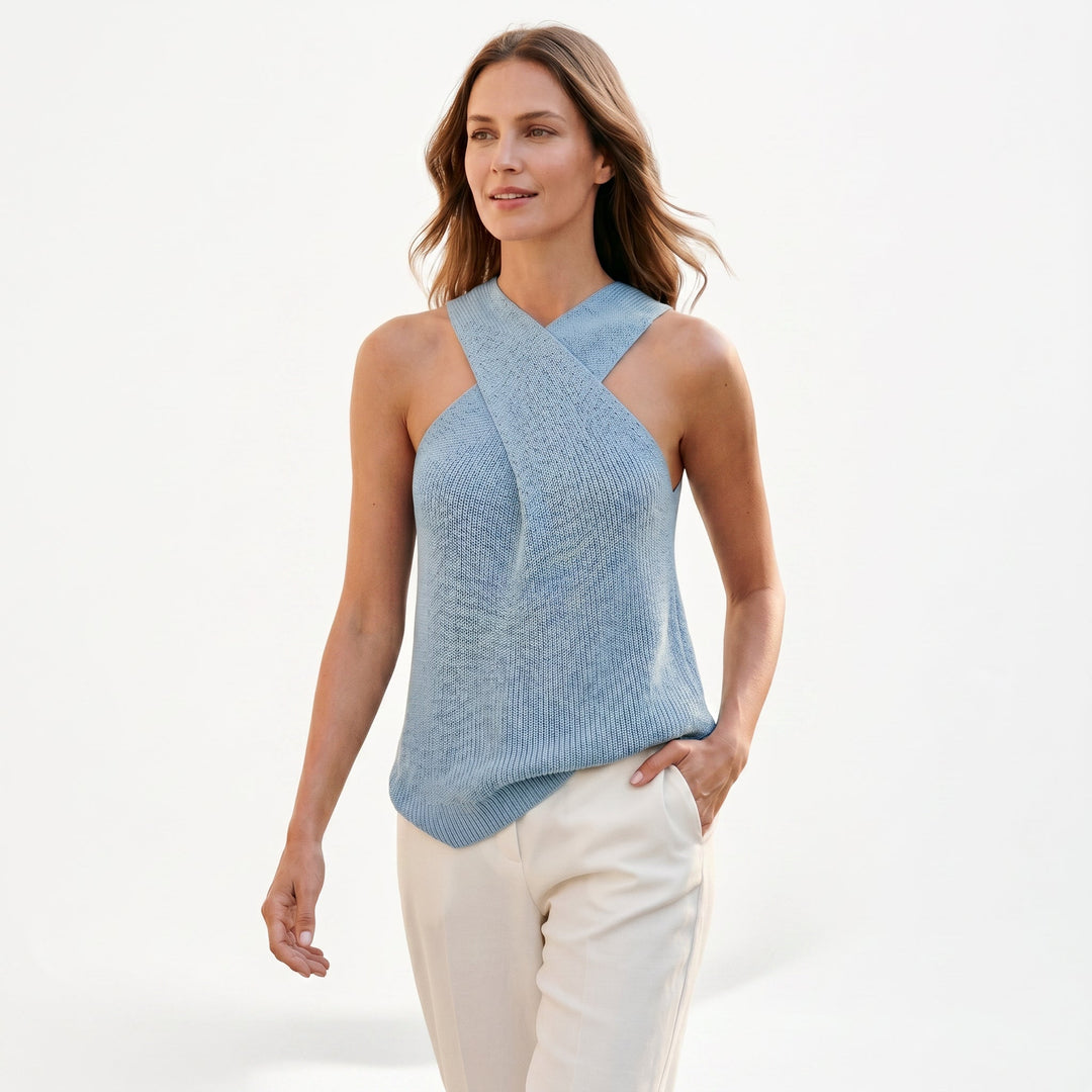 Chic White Halter Neck Tank Top for Women