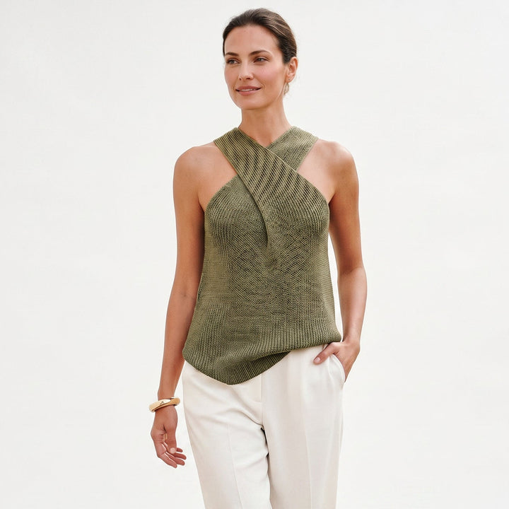 Chic White Halter Neck Tank Top for Women