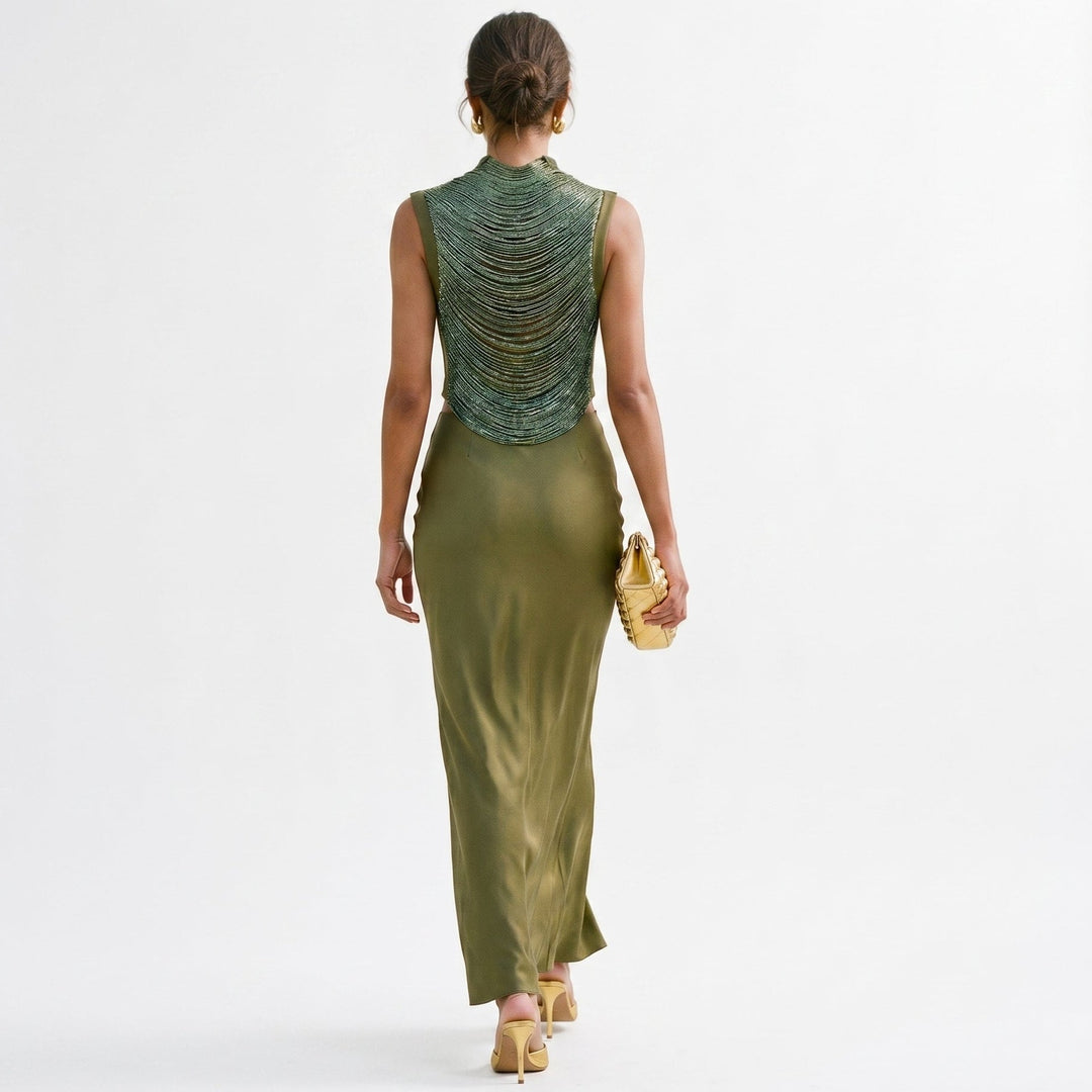 Cassie - Elegant Sleeveless Top and Slim Green Skirt